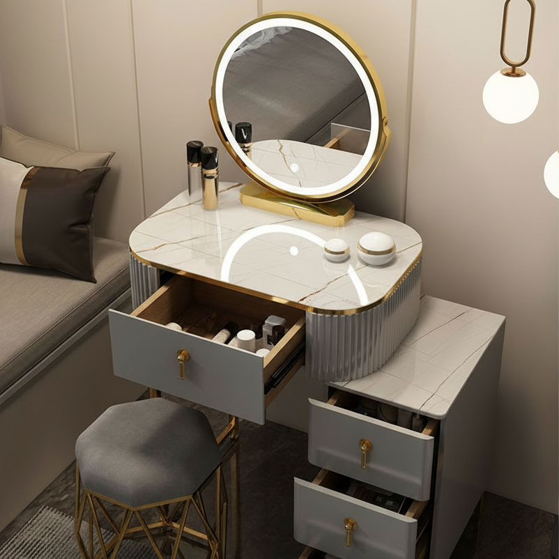 Elara – Schminktisch mit LED-Spiegel und Hocker