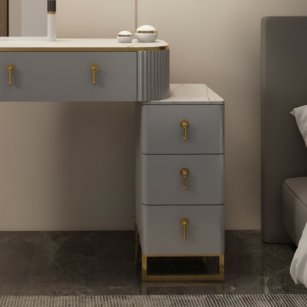 Elara – Schminktisch mit LED-Spiegel und Hocker