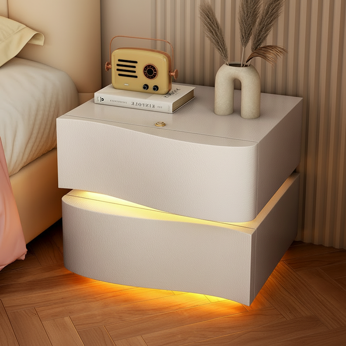 Nachttisch 2-Line mit LED-Beleuchtung Biały / 40 cm