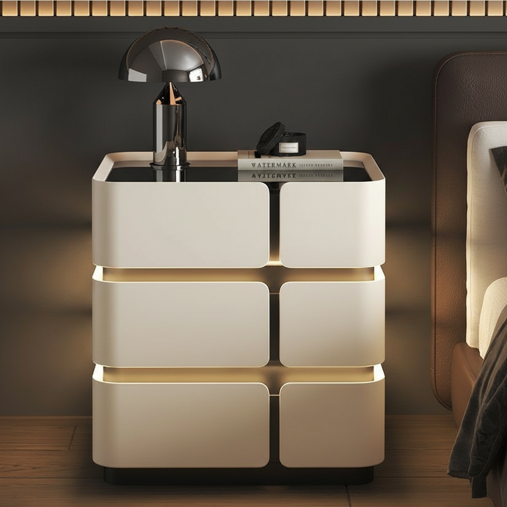 Soft Quad 3 — Smarter Nachttisch mit Qi, LED, Bluetooth & PIN