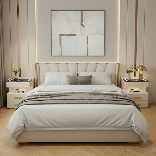 Velora — Smarter Nachttisch mit Qi, LED, Bluetooth & Fingerabdruck