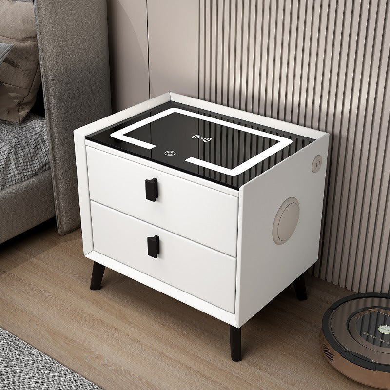 Nexo — Smarter Nachttisch mit Qi, LED, Bluetooth & Fingerabdruck — Biały / Secure Nexo / 40 cm