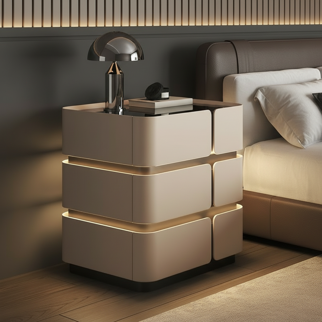 Soft Quad 3 — Smarter Nachttisch mit Qi, LED, Bluetooth & PIN