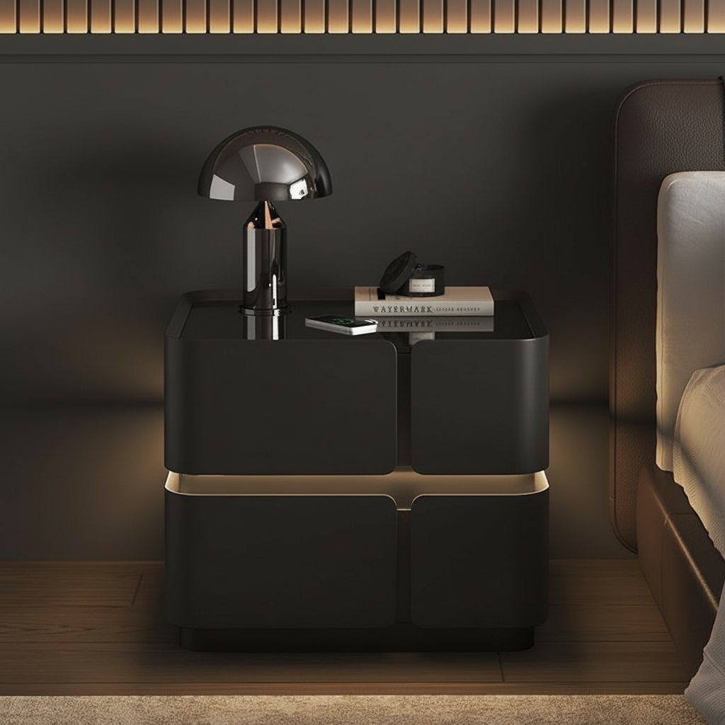 Soft Quad 2 — Smarter Nachttisch mit Qi, LED, Bluetooth & PIN
