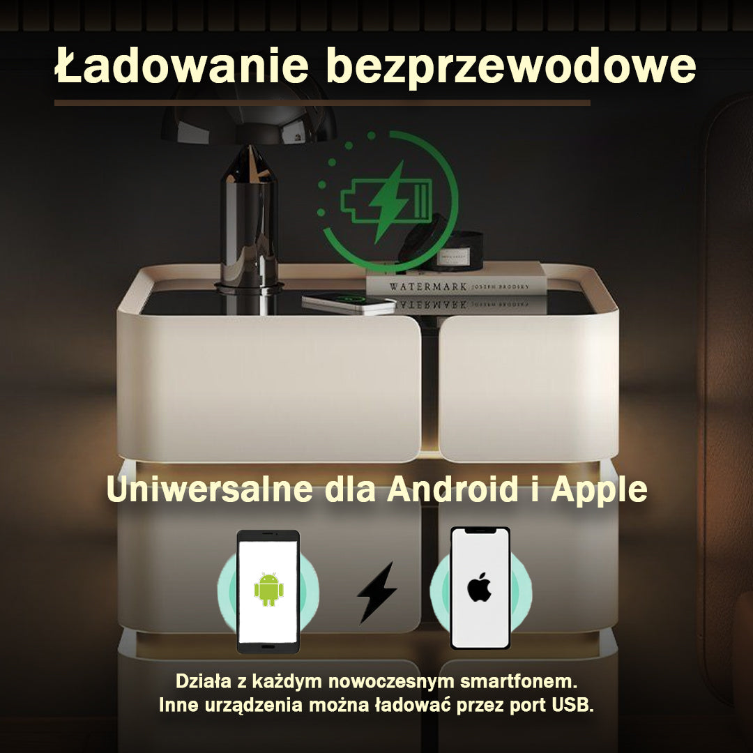 Soft Quad 3 — Smarter Nachttisch mit Qi, LED, Bluetooth & PIN