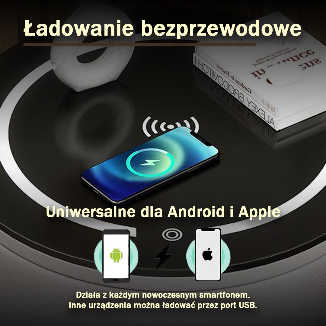 Orbis — Runder smarter Nachttisch mit Qi & LED