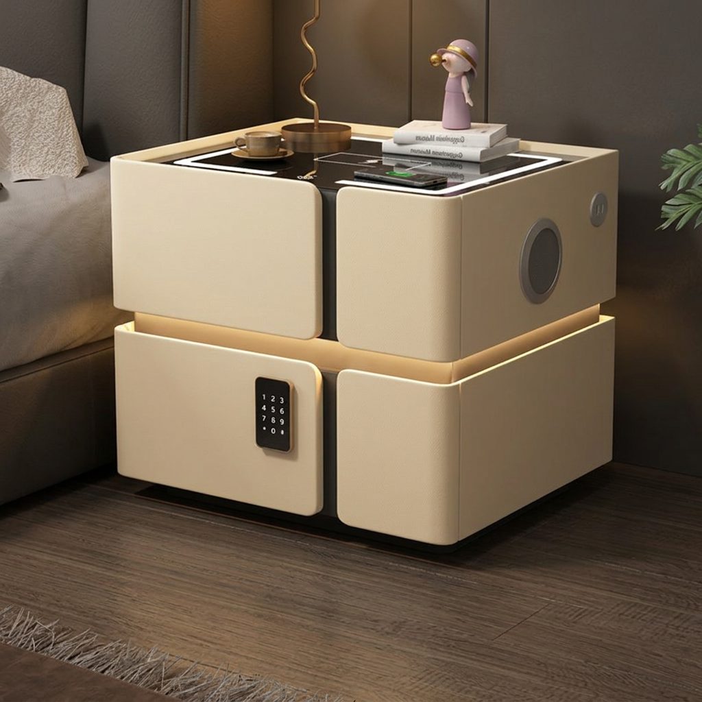 Soft Quad 2 — Smarter Nachttisch mit Qi, LED, Bluetooth & PIN