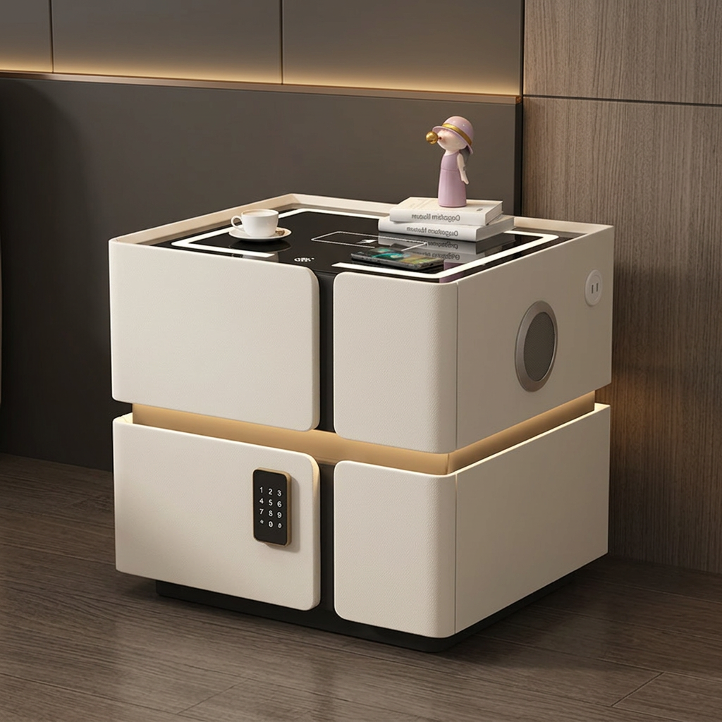 Soft Quad 2 — Smarter Nachttisch mit Qi, LED, Bluetooth & PIN