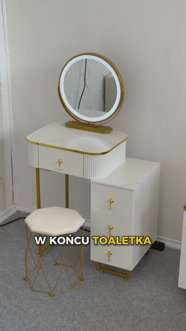 Elara – Schminktisch mit LED-Spiegel und Hocker